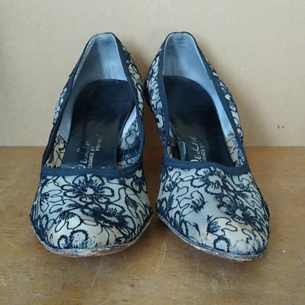 Vintage High Heels 1960s Sheer Floral - Picture 10 of 11